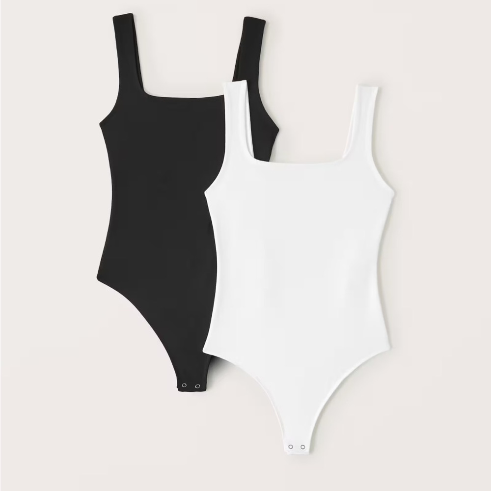 Black A&F Seamless Fabric Tank Bodysuit